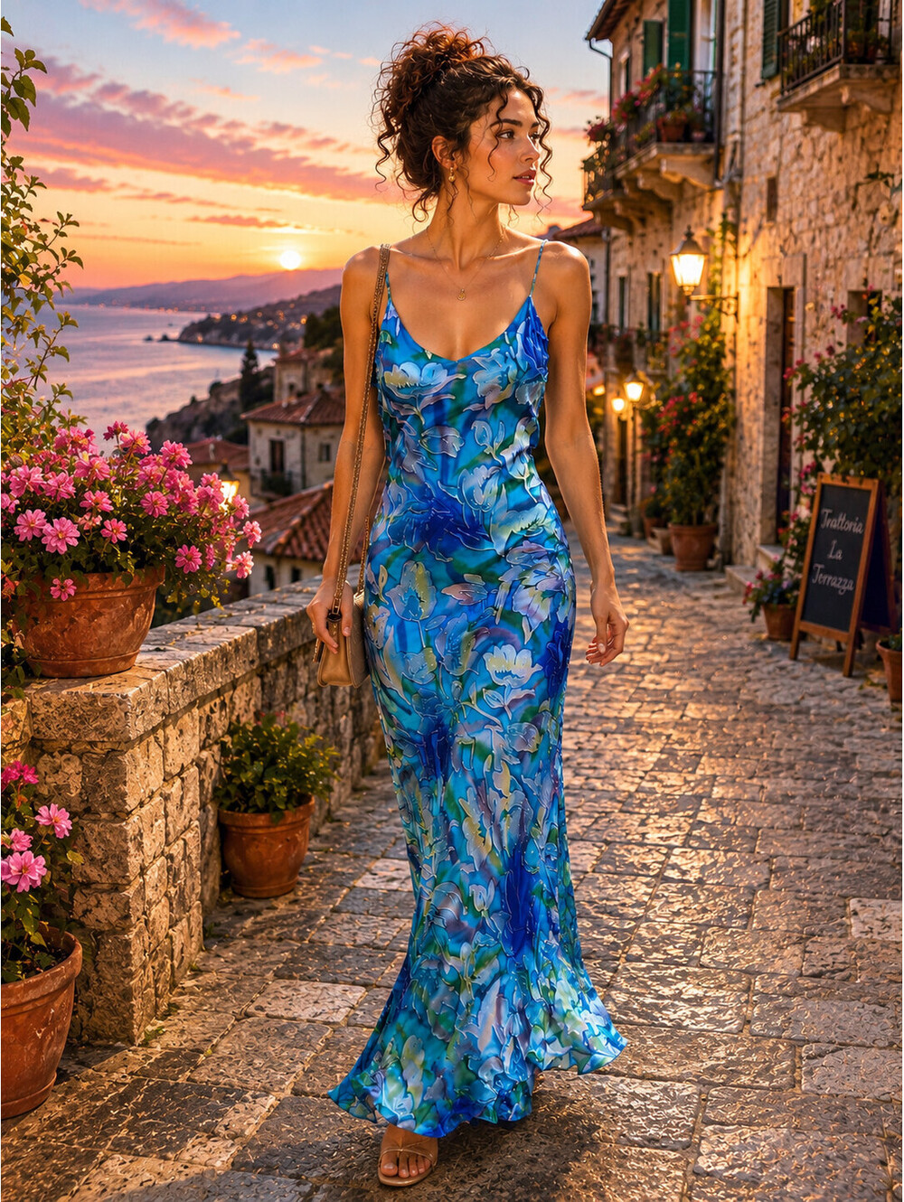 Vintage Burnout Silky Velvet Iridescent Maxi Dress Size US 6/ IT 42